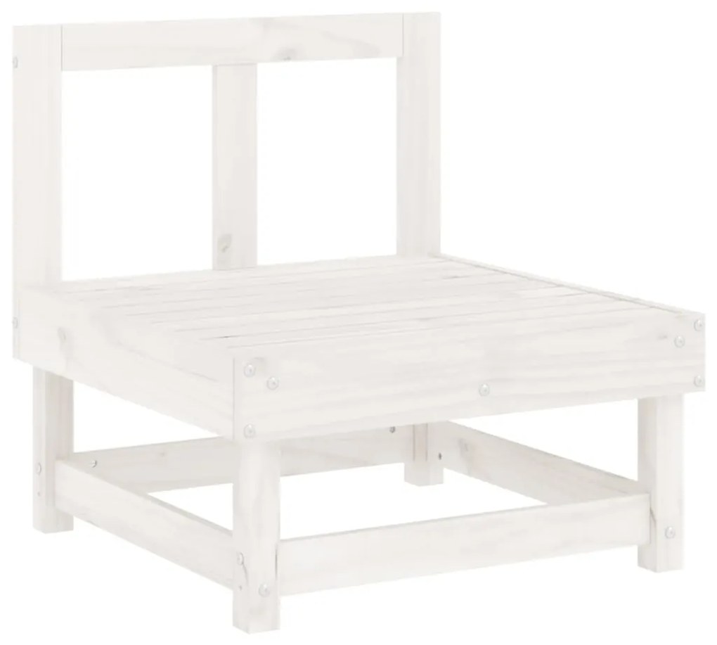 Set salotto da giardino 10 pz bianco in legno massello di pino