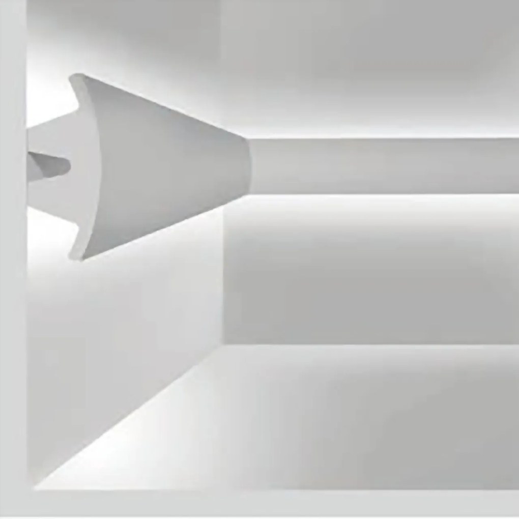 Cornice Pitturabile Bidirezionale Stondata da 2 metri per Strisce LED a parete Variante Lunghezza 2 Metri
