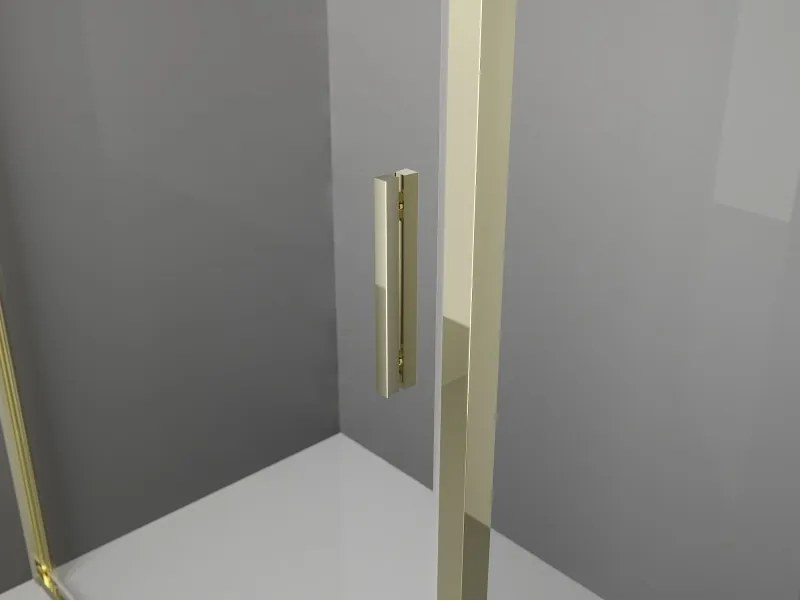 Mexen Exo-R cabina doccia pentagonale a battente 90 x 90 cm, trasparente, oro - 812-090-090-50-00