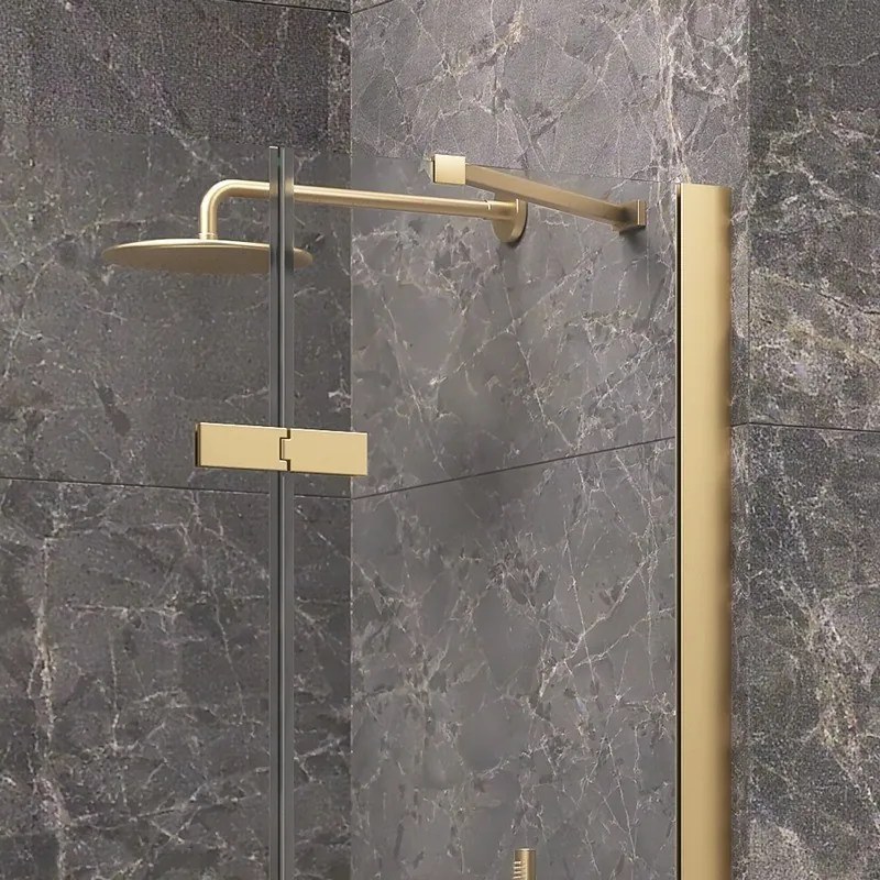 Kamalu - Box doccia 80x90 oro satinato porta battente 90 e fisso 80 cm | KT5000G