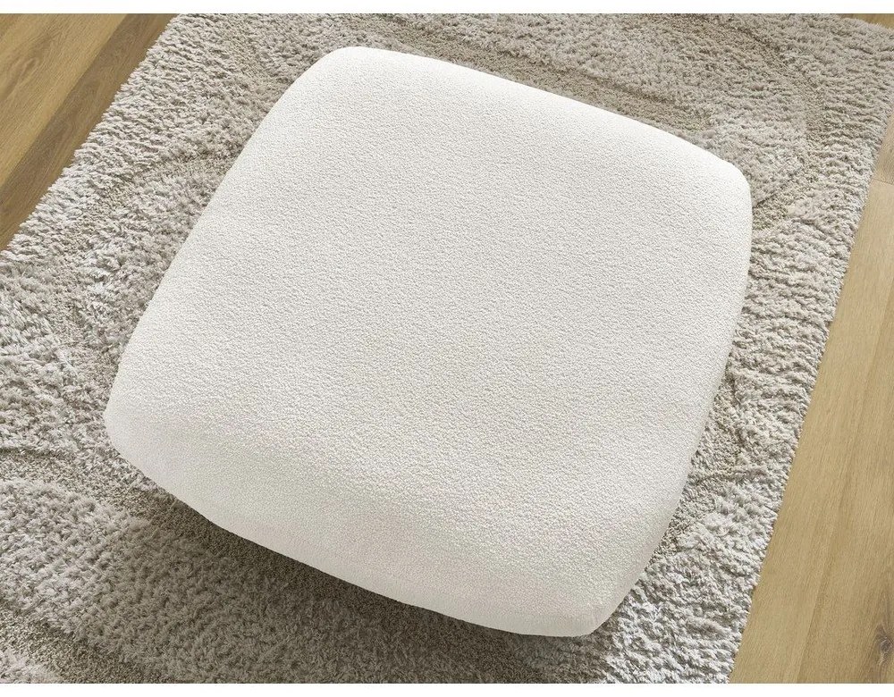 Poggiapiedi bianco con rivestimento in bouclé Leonore – Bobochic Paris