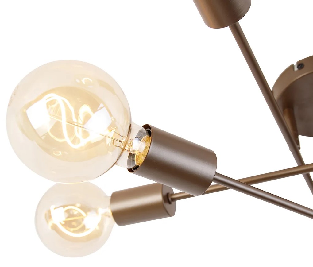 Plafoniera industriale bronzo scuro 6 luci - Sydney