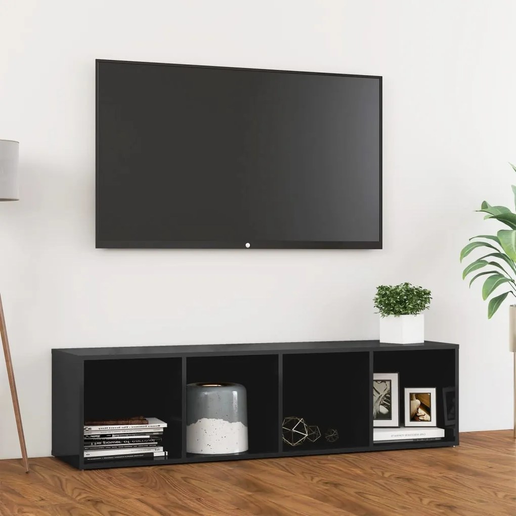 Mobile Porta TV Grigio Lucido 142,5x35x36,5cm Legno Multistrato