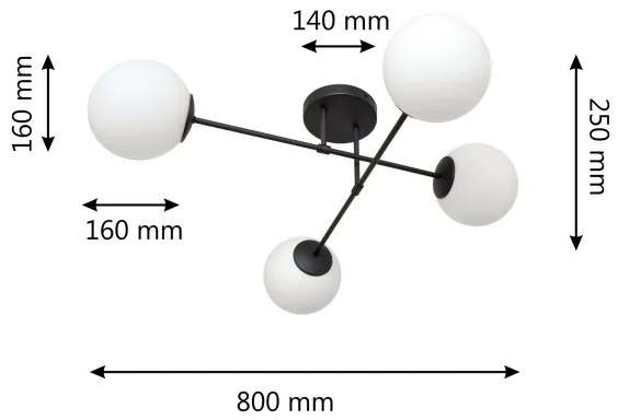 Lampadario a plafone MOON 4xE27/15W/230V nero
