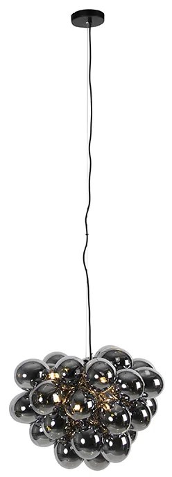 Lampada a sospensione smart nera con vetro fumé 8 luci rotonda incl. Zigbee G9 - Uvas