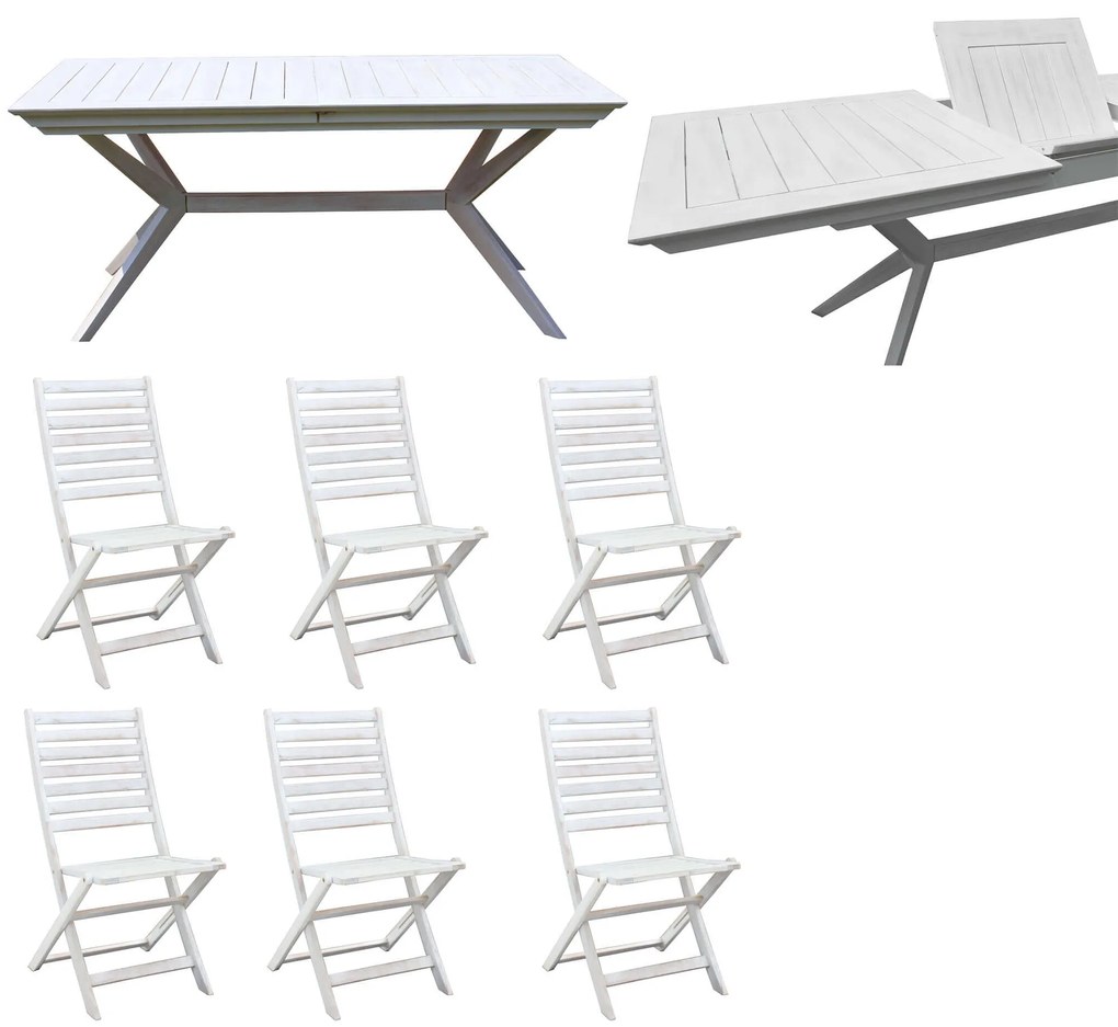 CAESAR - set tavolo in legno massiccio di acacia con 6 sedie Sortis
