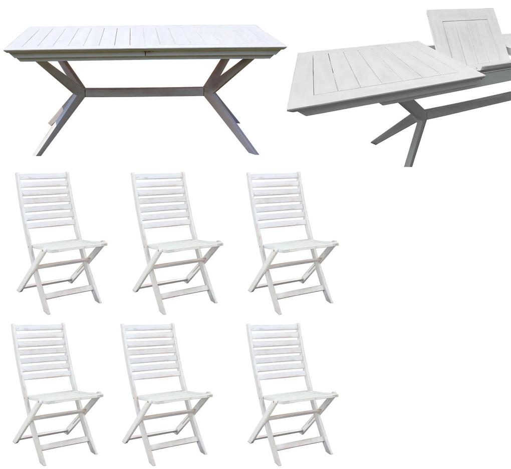 CAESAR - set tavolo in alluminio e teak con 6 sedie Sortis