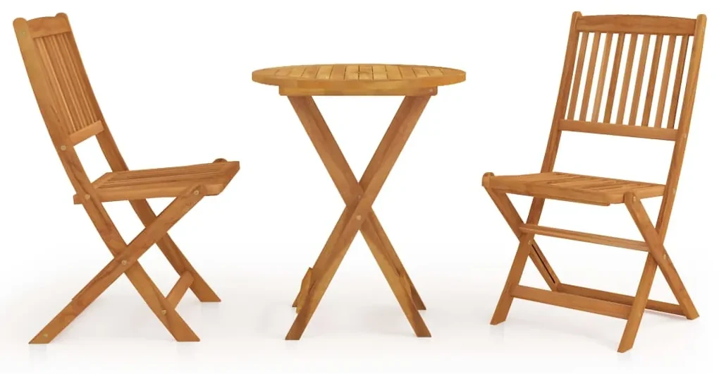 Set da pranzo da giardino 3 pz pieghevole in massello di acacia