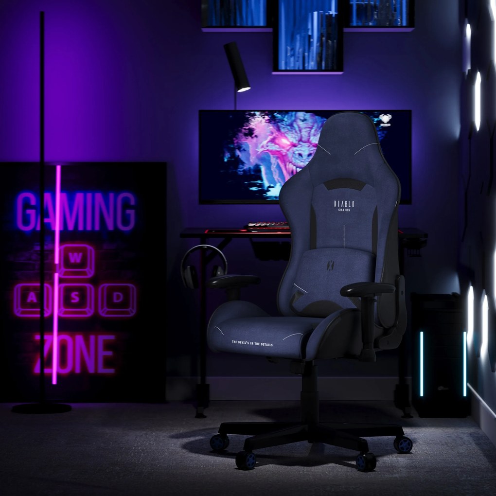 Poltrona da gaming in tessuto blu navy Diablo X-Starter