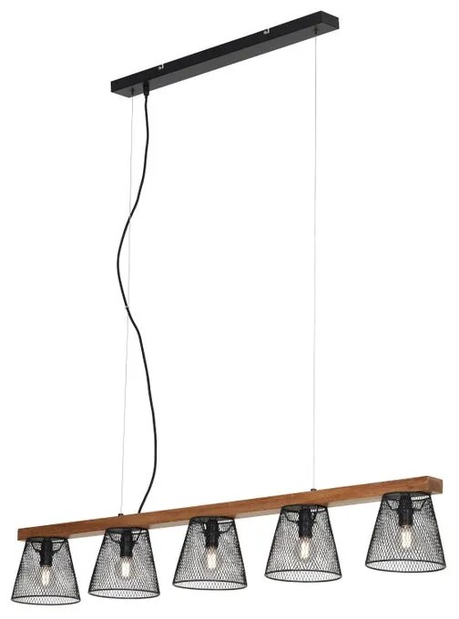 Lampadario Design Wood&Style nero  5x E14 Ø65cm