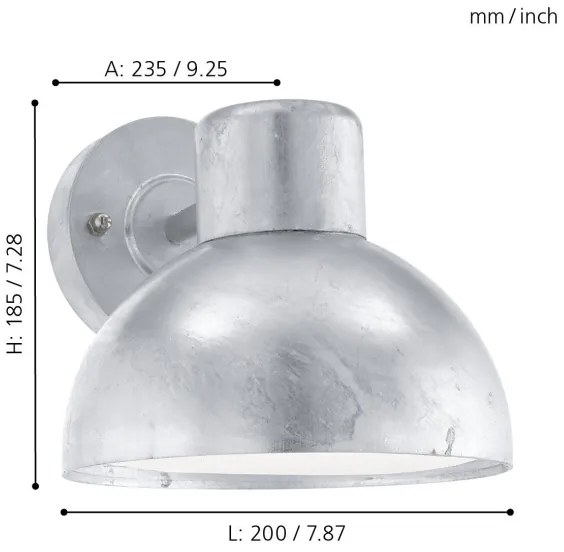 Eglo 96206 - Applique da esterno ENTRIMO 1xE27/60W IP44