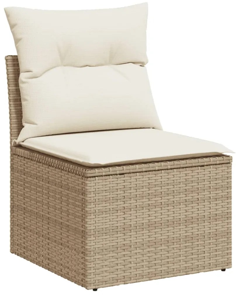 Set divani da giardino 14pz con cuscini in polyrattan beige