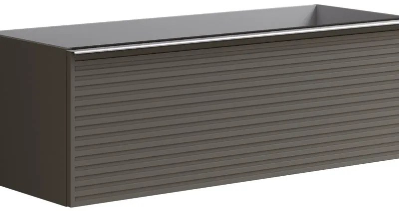 Mobile da bagno sotto lavabo Pixel stripes grigio carbone e maniglia alluminio brillante laccato opaco L 120 x H 40 x P 45.5 cm 2 cassetti, lavabo non incluso