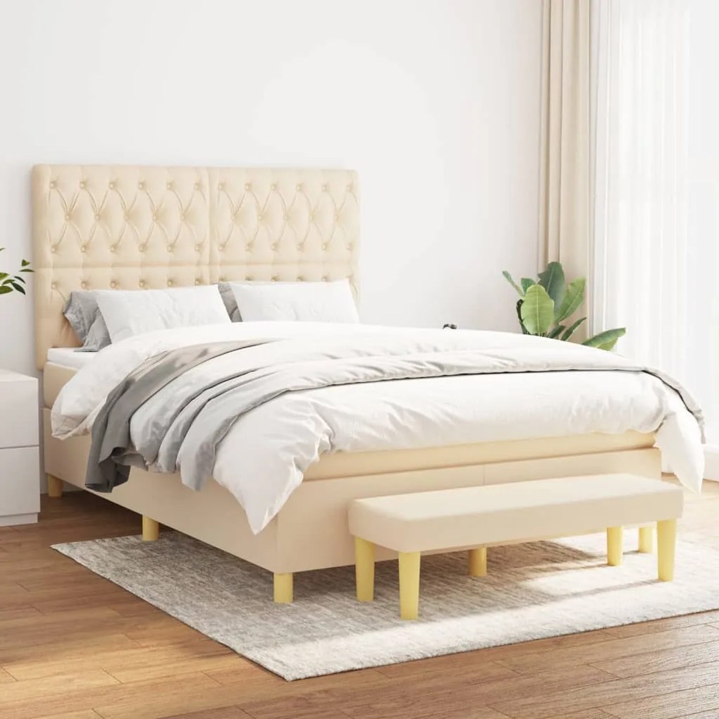 Giroletto A Molle Con Materasso Crema 140x200 Cm İn Tessuto /