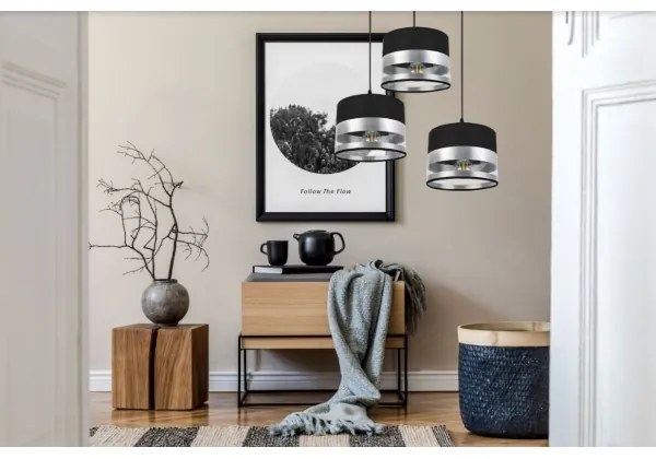 Lampadario su filo MILO 3xE27/60W/230V argento/nero