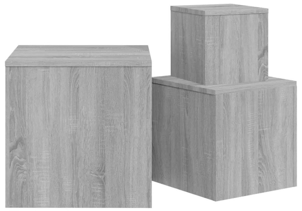 Credenze 3 pz grigio sonoma in legno multistrato