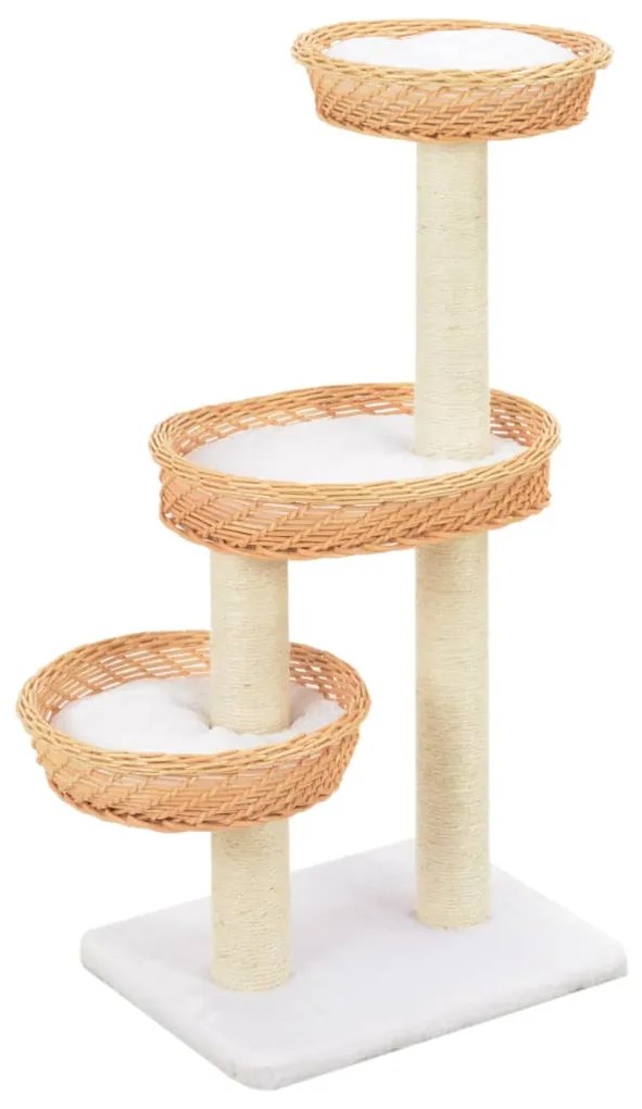 Albero Per Gatti Con Tiragraffi İn Legno Di Salice Naturale /