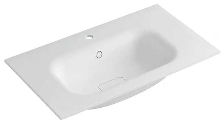 Lavabo integrale rettangolare vasca centrale L 90.5 x H 15 x P 46 cm in resina bianco opaco