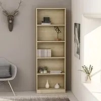 Libreria a 5 Ripiani Rovere Sonoma 60x24x175 cm in Truciolato cod mxl 7641