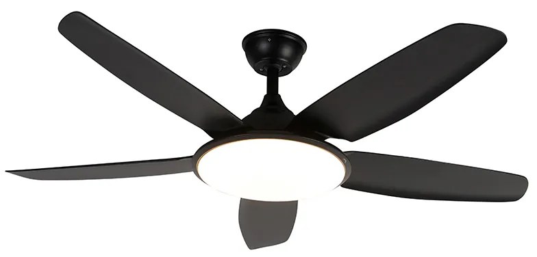Ventilatore da soffitto nero 130 cm con LED dimmerabile e telecomando - Vifte