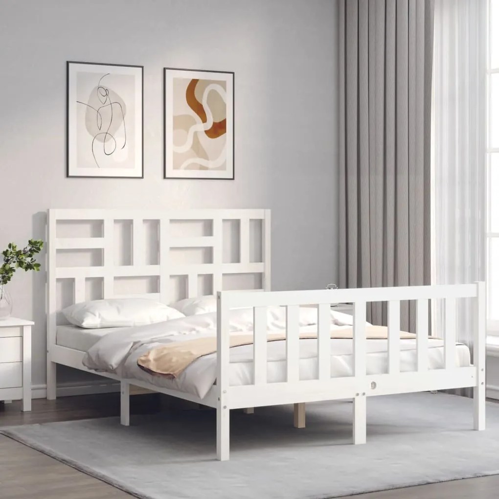 Giroletto Con Testiera Bianco Small Double Legno Massello /