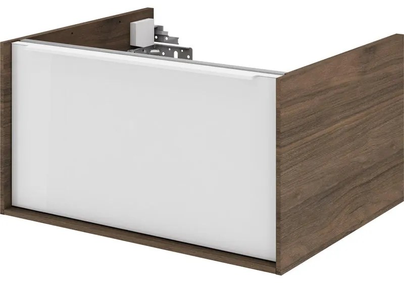 Mobile da bagno sospeso sotto lavabo L 60 x H 32 x P 48 cm noce laccato lucido, 1 cassetto SENSEA Neo