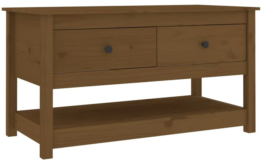 Tavolino da salotto miele 102x49x55cm in legno massello di pino