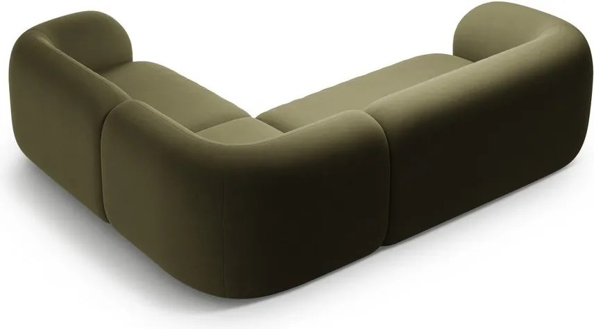 Divano angolare verde (con penisola a destra/a L) con rivestimento in velluto Kate – Micadoni