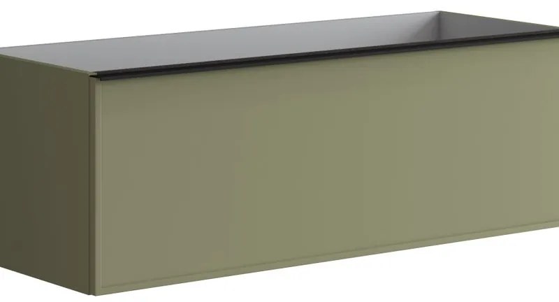 Mobile da bagno sotto lavabo Pixel frame laccato opaco verde salvia e maniglia alluminio nero laccato opaco L 120 x H 40 x P 45.5 cm 1 cassetto, lavabo non incluso