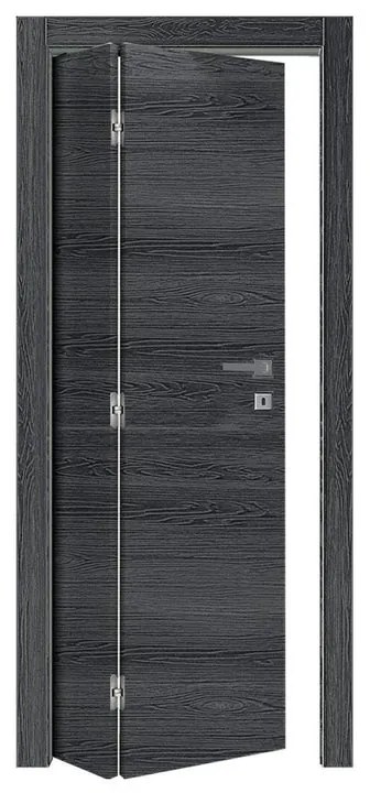 Porta pieghevole a libro asimmetrica Oxford antracite L 80 x H 210 cm spingere a sinistra