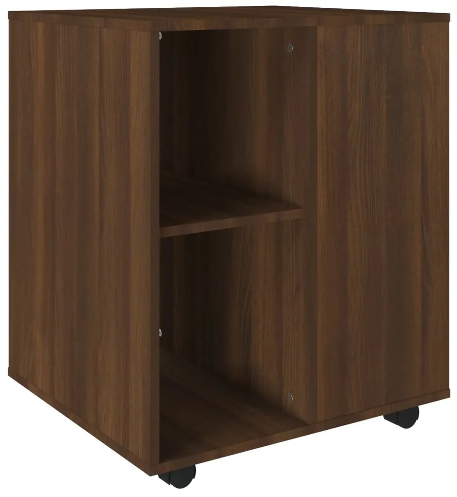 Armadietto con ruote rovere marrone 60x53x72 cm in legno