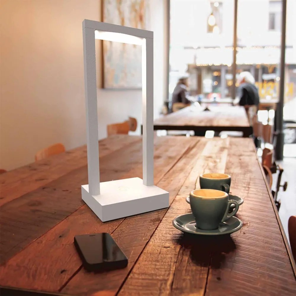 Lampada da Tavolo Ricaricabile 2.2W, IP54 CCT, Serie VELA - Bianca Colore del corpo Bianco