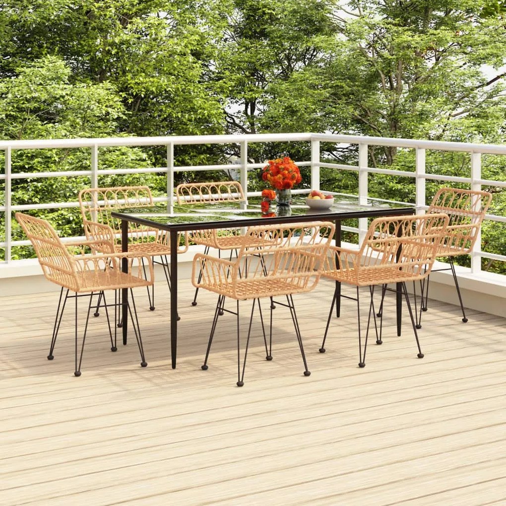 Set da pranzo da giardino 7 pz in polyrattan