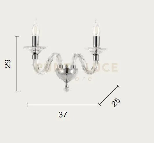 Applique gala 2 luci attacco e14 fume' e cromo l.37cm