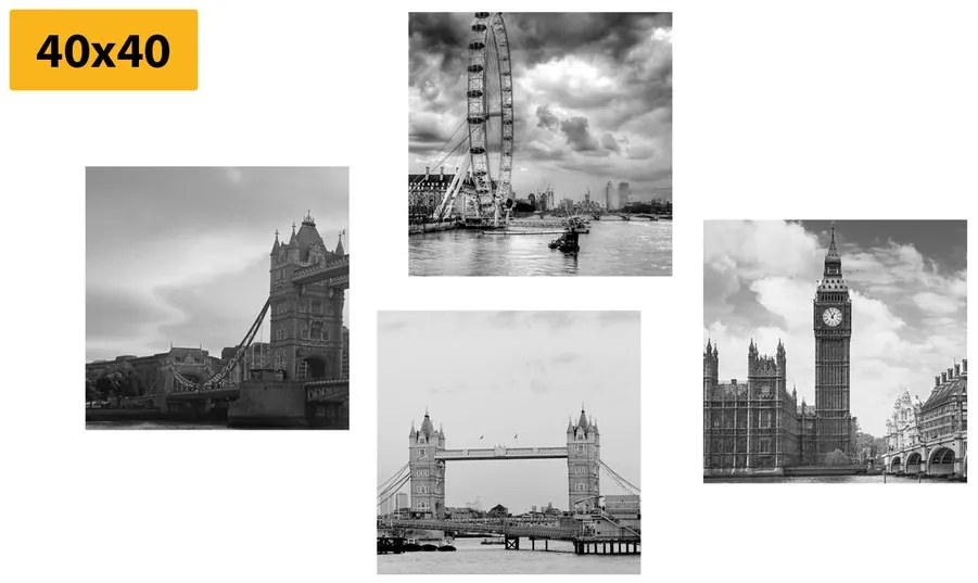 Set di quadri – Londra misteriosa in bianco e nero