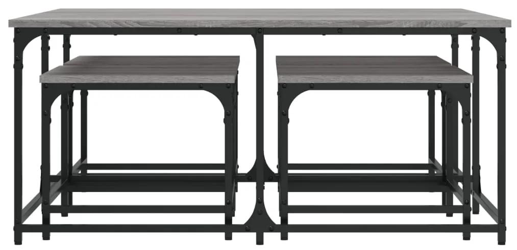 Tavolini salotto impilabili 5pz grigio sonoma legno multistrato