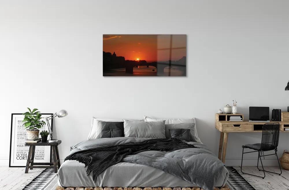 Quadro su vetro acrilico Sunset del fiume Italia 100x50 cm