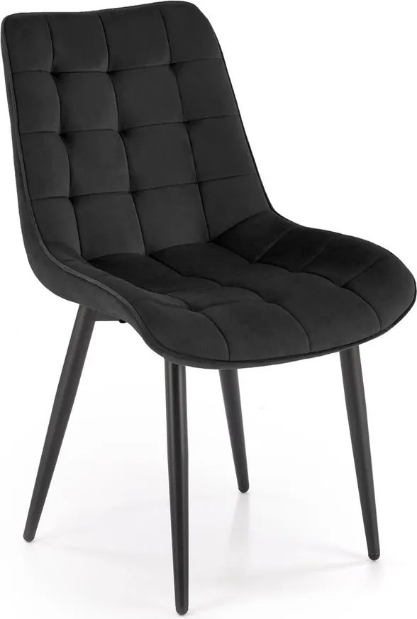 Sedia K580 in velluto nero – struttura in metallo nero