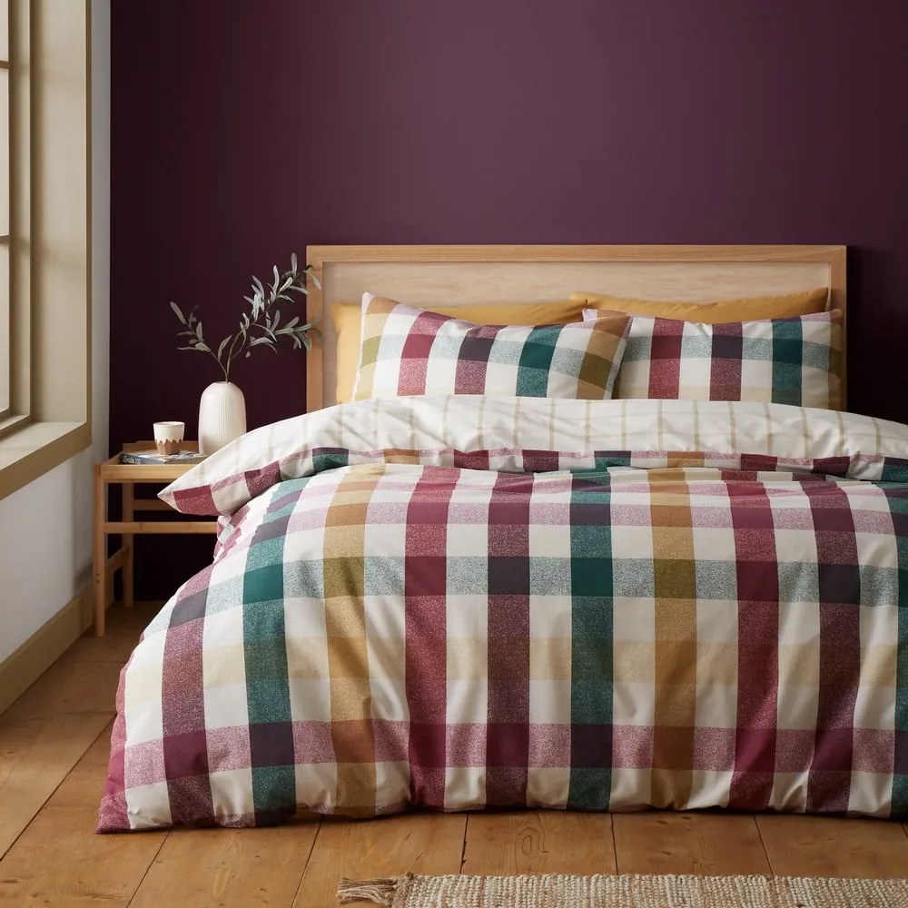Set copripiumino e federa per letto matrimoniale e per letto esteso 230x220 cm Autumn Check – Catherine Lansfield