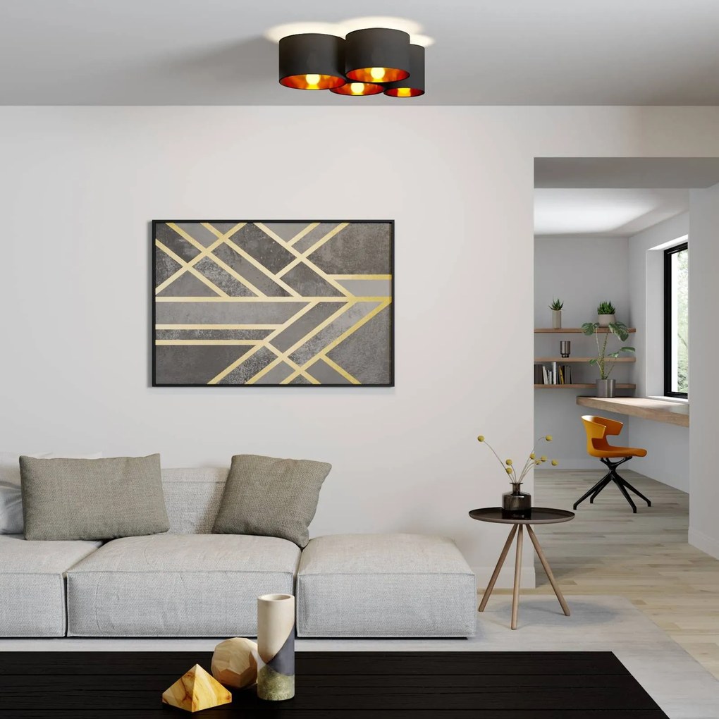 Plafoniera soffitto Laurenz Lindby, dimmerabile, Nero, Soggiorno / Sala da pranzo, Tessuto / Stoffa / Seta, Moderno, Plafoniera