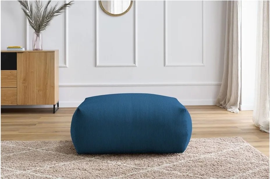 Poggiapiedi in blu scuro con rivestimento in velluto a coste Voltaire – Bobochic Paris