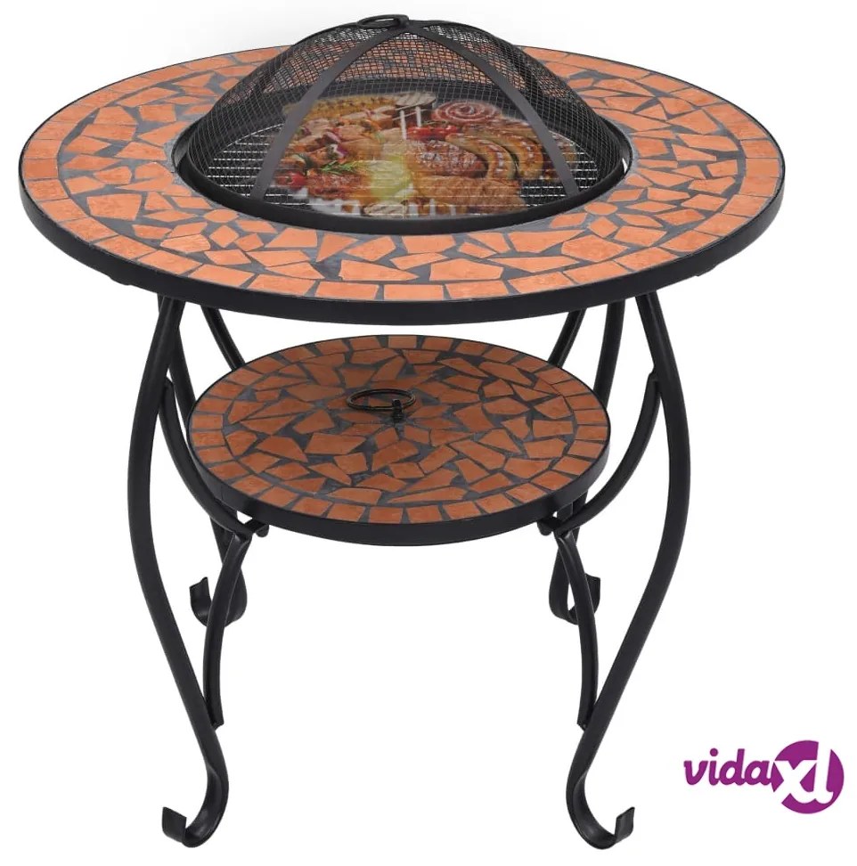 vidaXL Tavolo con Braciere a Mosaico Terracotta 68 cm in Ceramica