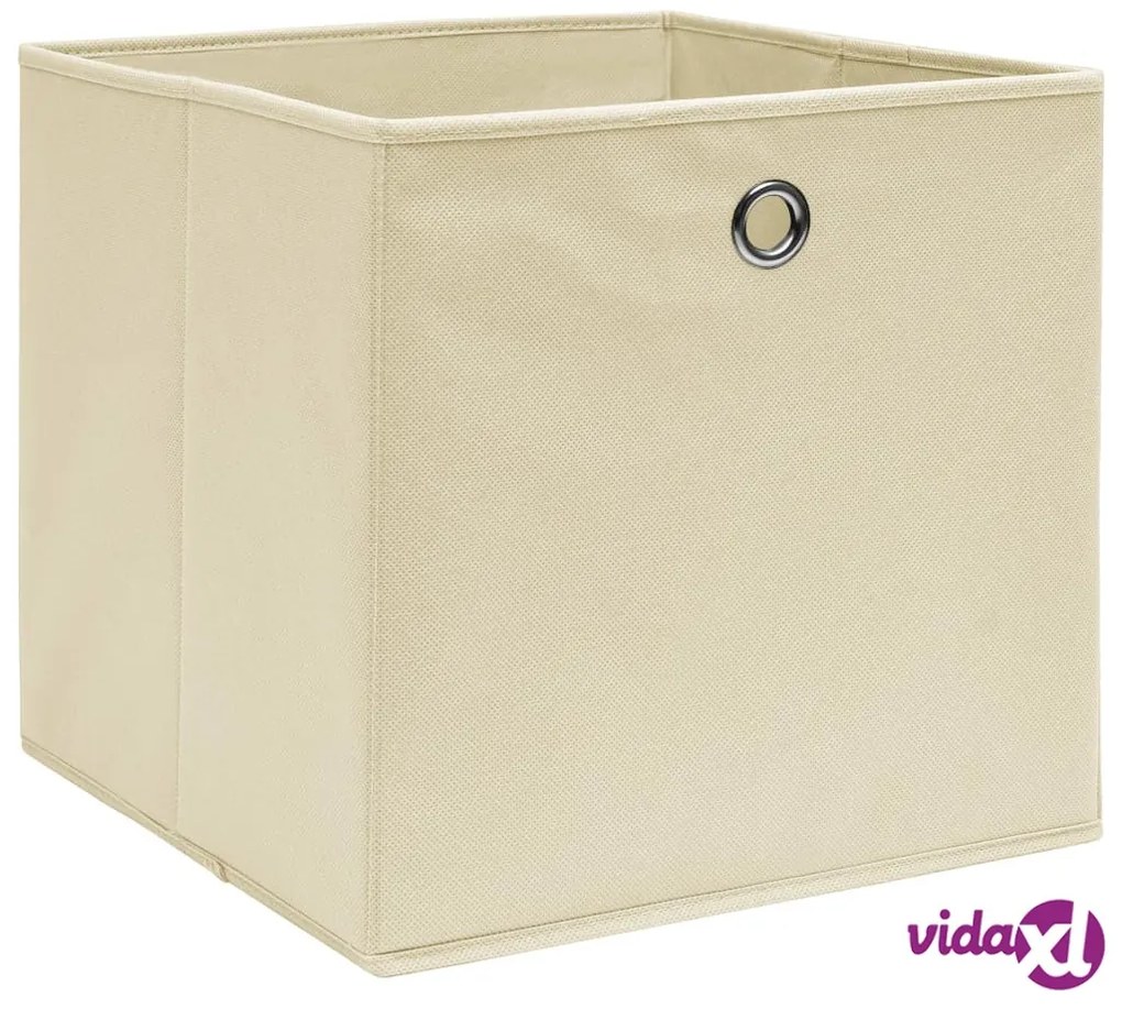 vidaXL Contenitori 10 pz in Tessuto non Tessuto 28x28x28 cm Crema