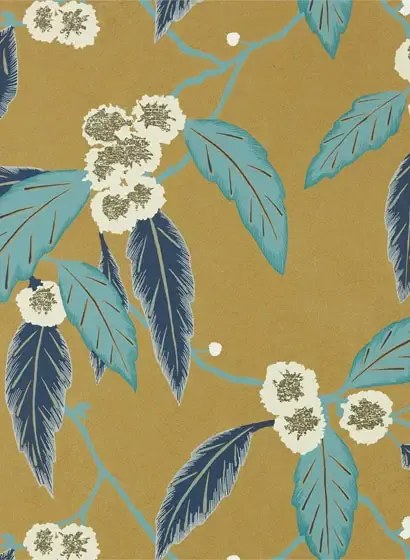 Blätter Tapete Coppice von Harlequin - Navy/ Lagoon/ Gold