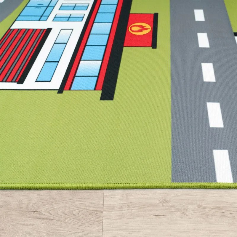 Tappeto per Bambini Strade di città  Colore Verde, Dimensioni cm 200x290