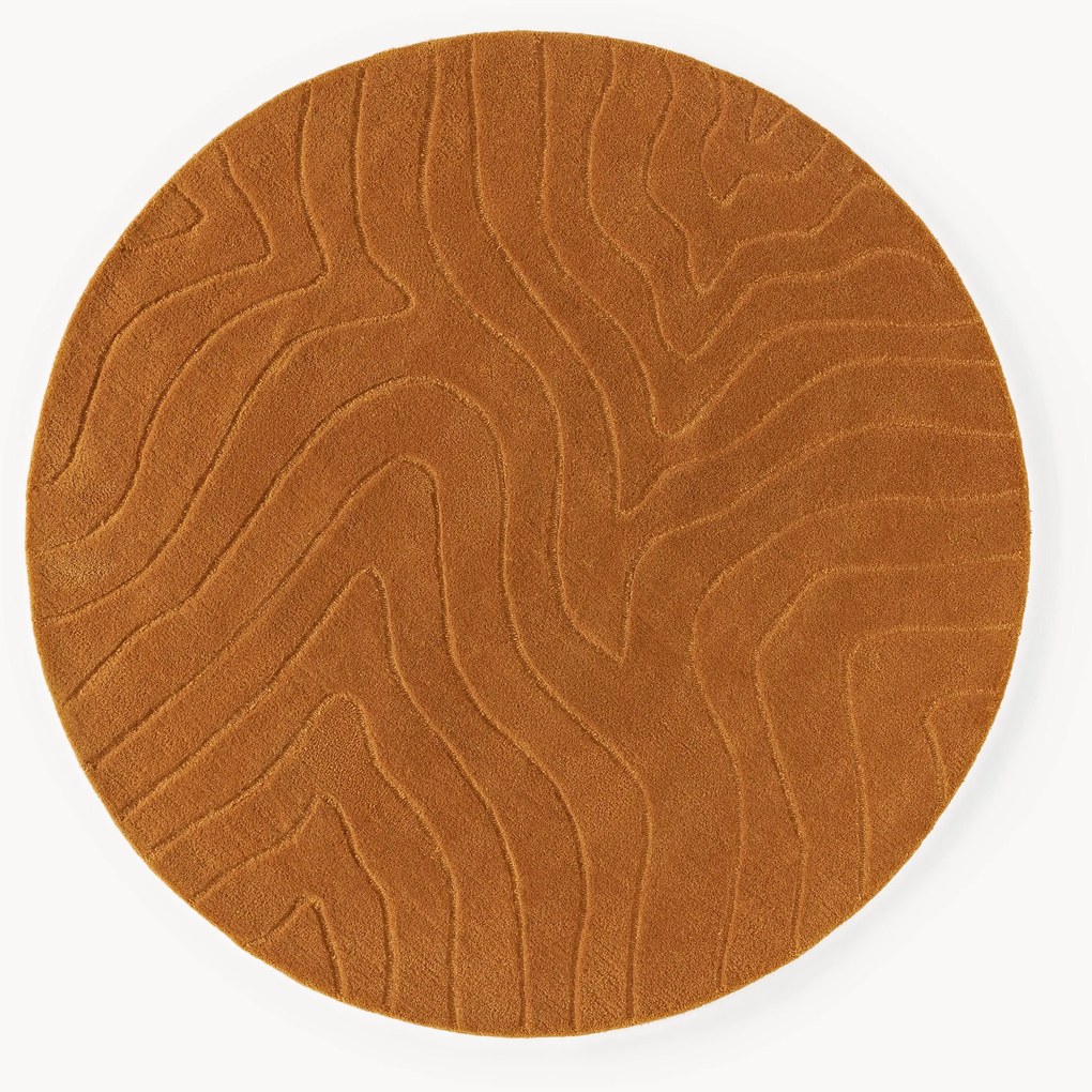 Tappeto rotondo in lana fatto a mano Aaron