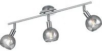 Faretti Soffitto Parete Barra 3 Spots metallo Cromo Vetri Fume Brest GD Trio