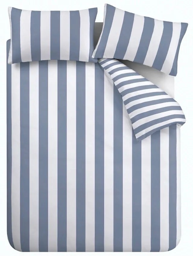 Biancheria da letto singola bianca e blu 135x200 cm Cove Stripe - Catherine Lansfield