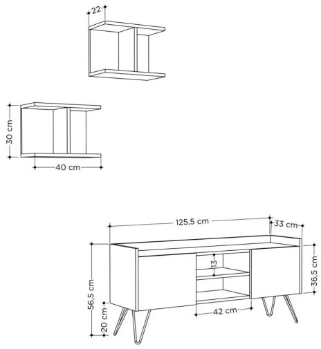 Mobile Porta TV 120 Cm Con Ante E Mensole Klappe Bianco E Rovere
