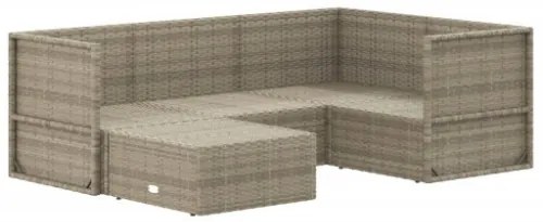 Set Divani da Giardino 5 pz con Cuscini in Polyrattan Grigio